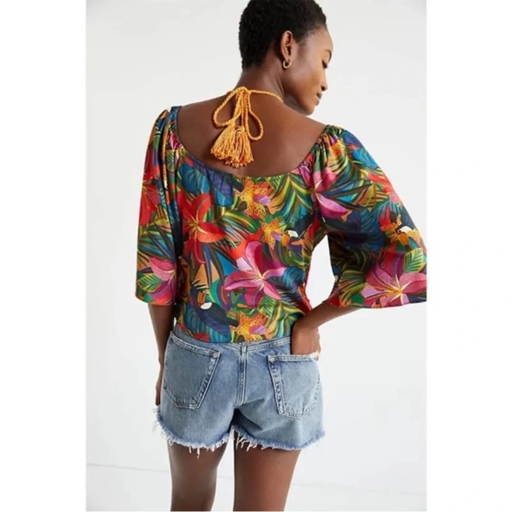 NWOT Farm Rio Multicolor Crochet Top Small - Picture 3 of 9